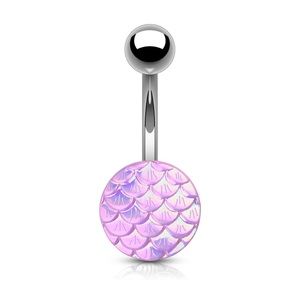 Pink mermaid scale belly button ring 14 gauge new navel ring surgical steel